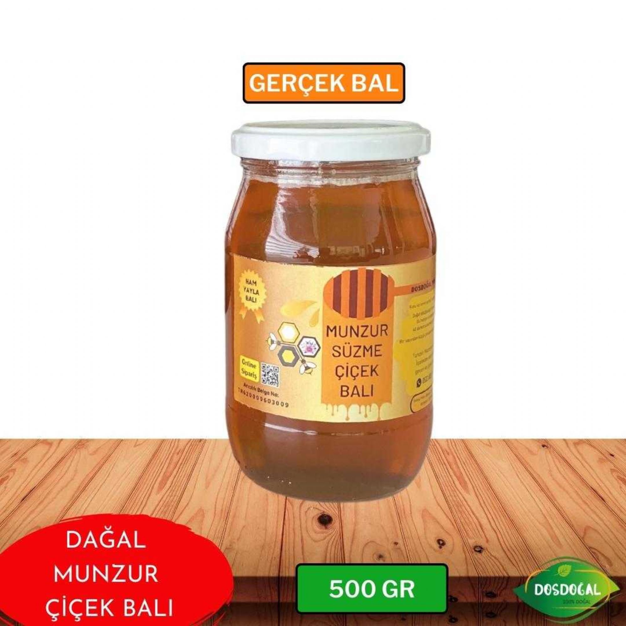 Doğal Munzur Süzme Çiçek Balı 500 gr - dosdogal.com